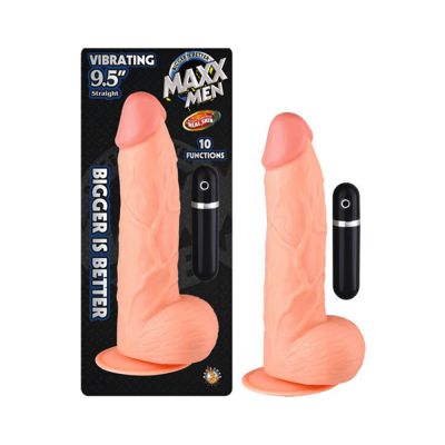 Maxx Men Vibrating 9 5in Straight Dong 10 Fuction Waterproof Flesh