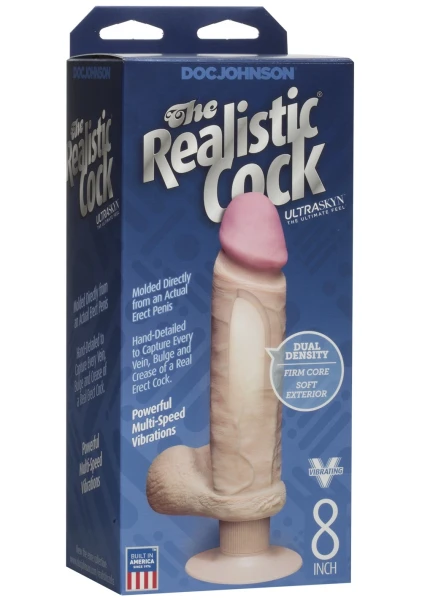 Realistic Cock - UR3 Ultraskyn Vibrating 8 inch Brown