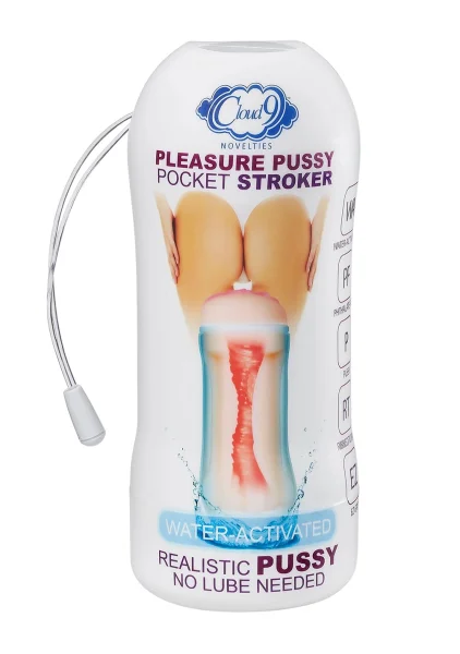 Pleasure Pussy Pocket Stroker Water Activated - Tan