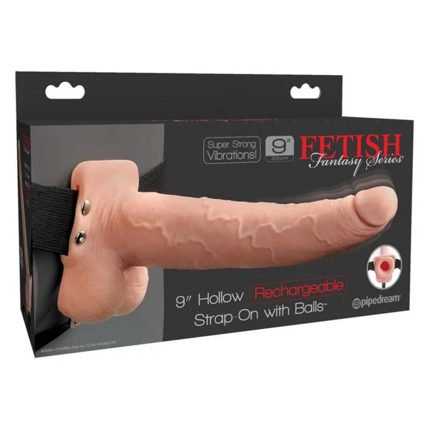 Fetish Fantasy Series 9" Hollow Rechargeable Strap-on With Balls - Flesh — image 10 of 13