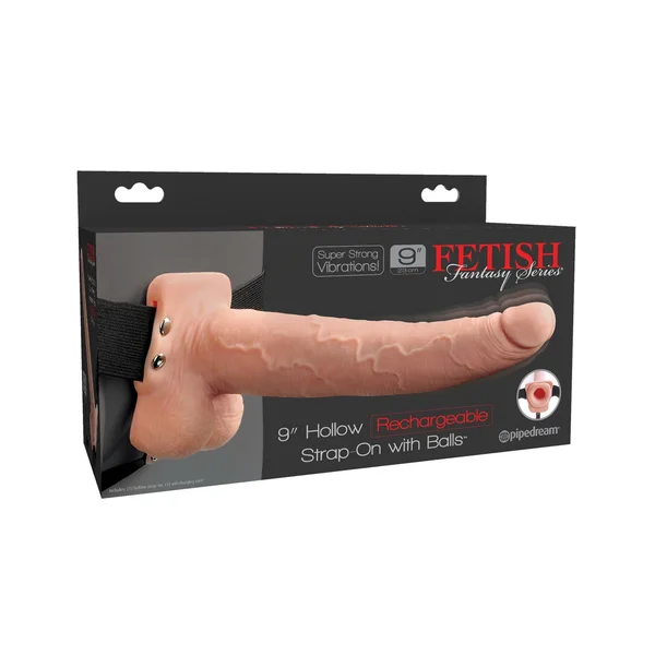 Fetish Fantasy Series 9" Hollow Rechargeable Strap-on With Balls - Flesh — image 13 of 13