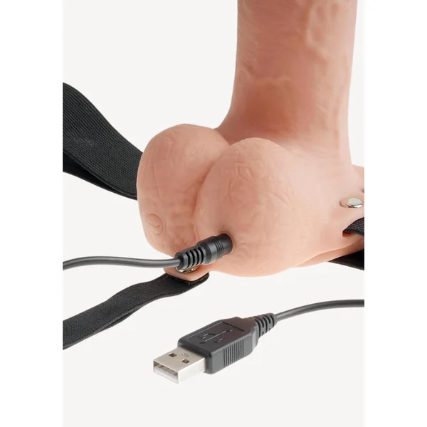Fetish Fantasy Series 9" Hollow Rechargeable Strap-on With Balls - Flesh — image 12 of 13