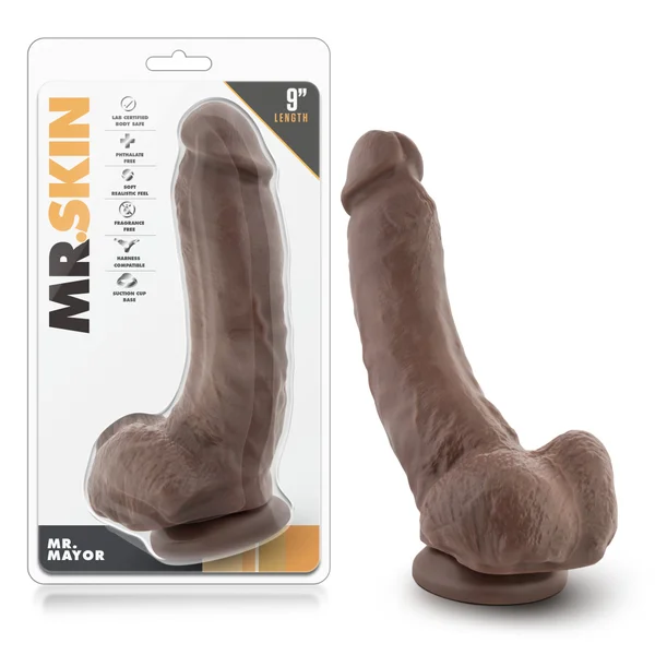 Dr. Skin - Mr. Mayor 9" Dildo With Suction Cup -  Chocolate — image 8 of 10