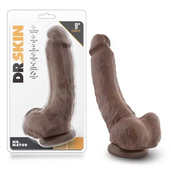 Dr. Skin - Mr. Mayor 9" Dildo With Suction Cup -  Chocolate — image 10 of 10