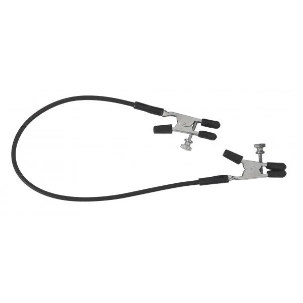 Blackline Adjustable Alligator Nipple Clamps With Rubber Tether - Black