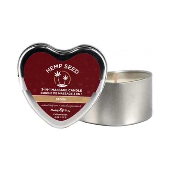 Sensual Massage: Earthly Body Hemp Seed Valentine 3-in-1 Massage Heart Candle Spoon 4.7 Oz / 133 G