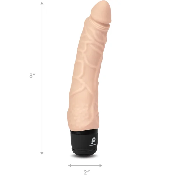 Powercocks Realistic Silicone Waterproof Rechargeable 7" Vibrator - Vanilla