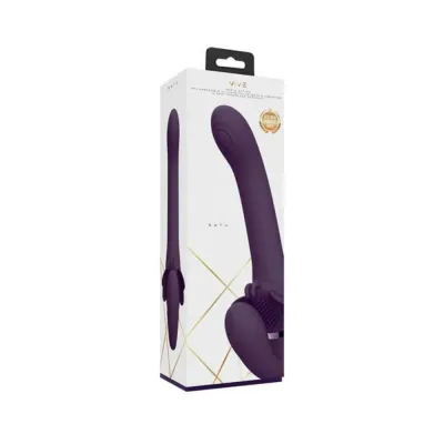 Vive Satu Rechargeable Pulse wave Triple motor Silicone Strapless Strap on Purple