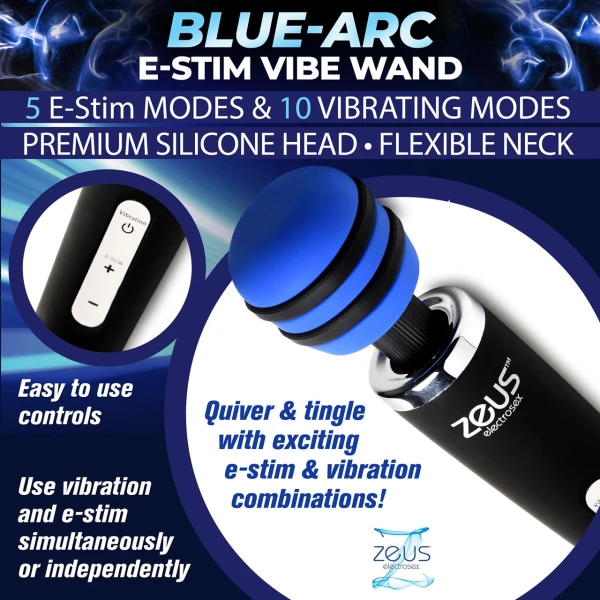 Zeus Blue Arc Plug In E-Stim Vibrating Wand