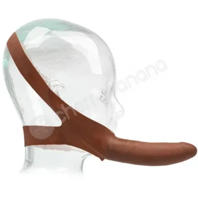 The Original Accommodator Brown Latex Oral Penetration Wearable Dong