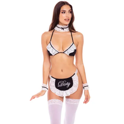 At Your Service 6 Pc Maid Set One Size Black