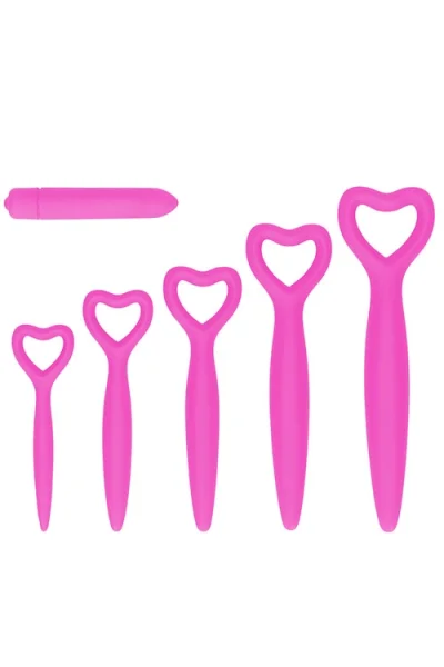 Shots Toys Pink Silicone Vaginal Dilators with Heart Handle (5 Pce)