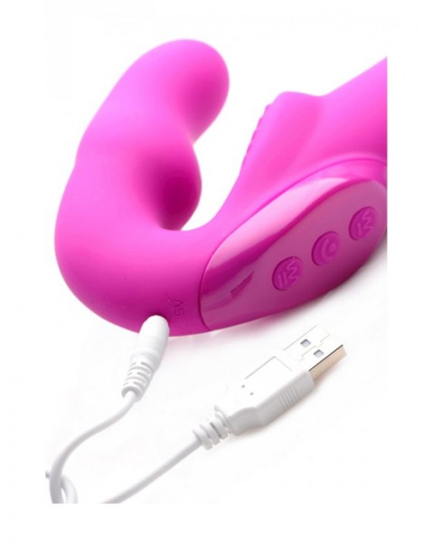 Evoke Rechargeable Vibrating Silicone Strapless Strap-on - Pink