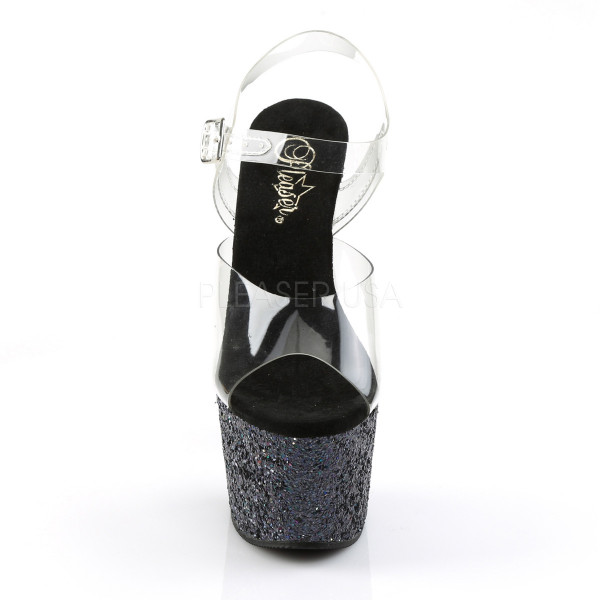 7 inches Heel,2 3/4 inches PF Ankle Strap Sandal W/ Holo Glitter Bottom — image 10 of 12