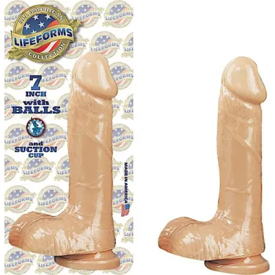 All American Lifeforms 7 Inches Dong Balls Suction Cup Flesh