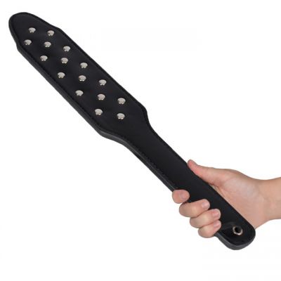 Bondara Black Faux Leather Stud Paddle 15 Inch