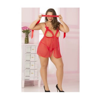 Take A Bow Babydoll Set Os Red Os