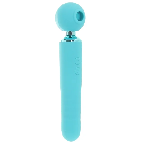Revel Fae Rechargeable Silicone Vibrating Air Pulse Clitoral Stimulator With Thruster - Teal