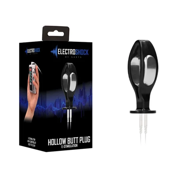 Shots Electroshock E-stim Hollow Butt Plug Black