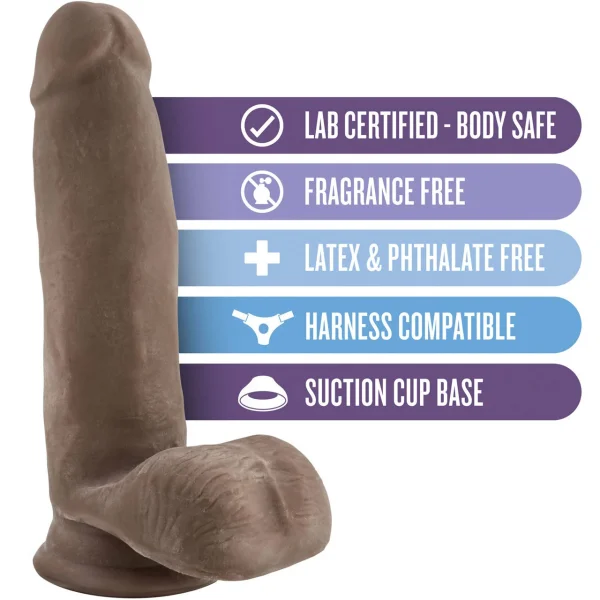 Au Naturel 7 Inch Sensa Feel Dual Density Dildo By Blush - Chocolate