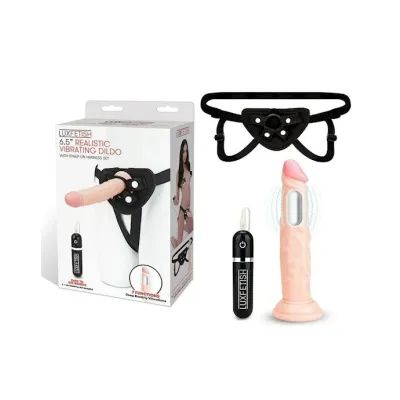 6 5 Realistic Vibrating Dildo And Strap On Harness Set