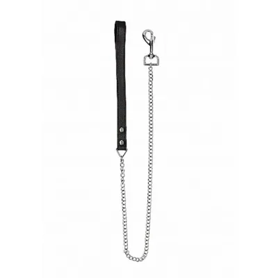 Leather Handle Chain Lead Black Black