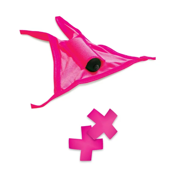 Pipe Dreams Neon Vibrating Crotchless Panty and Pasties Set