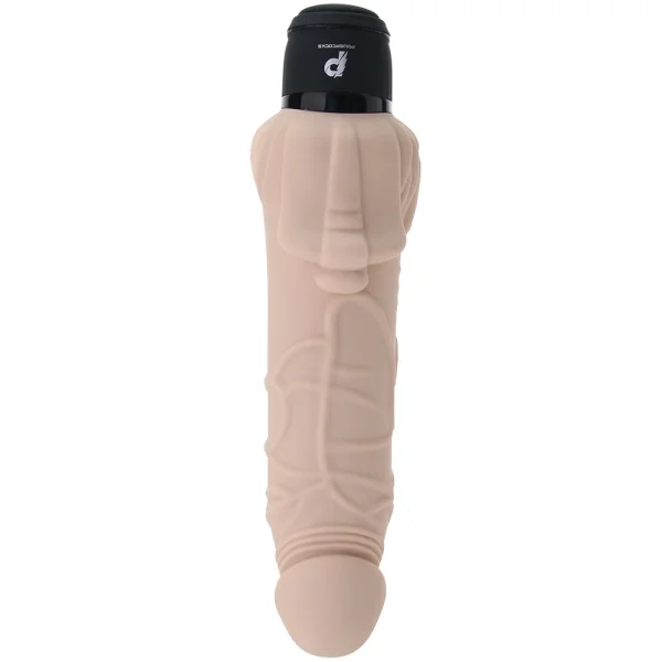 Powercocks Realistic Silicone Waterproof Rechargeable 7" Vibrator With Clitoral Stimulator - Vanilla