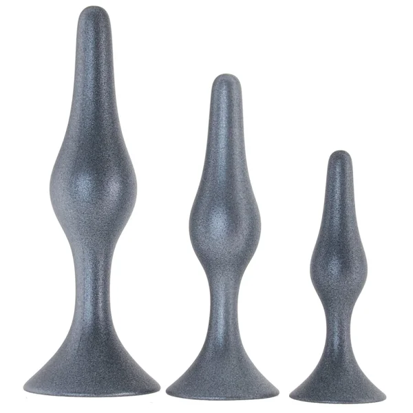 Anal Adventures Matrix Genesis 3-Piece Silicone Butt Plug Kit By Blush - Stellar Silver