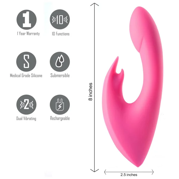 Maia LEAH Rechargeable Waterproof Silicone 10-Function Rabbit Vibrator - Pink — image 4 of 5