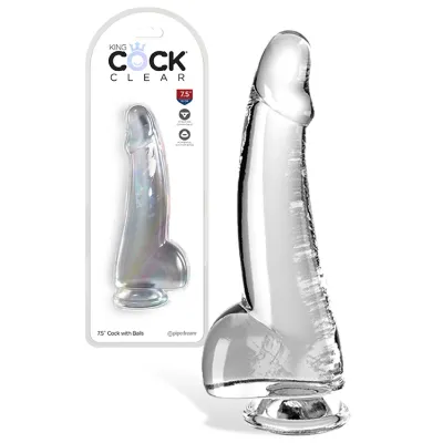 Pipedream King Cock Clear 7 5 Realistic Dildo with Balls Suction Cup Base