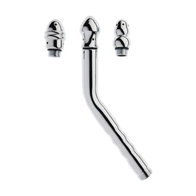 Kink Range Curved Enema Wand With Removeable Heads 8 2 Inch Silver