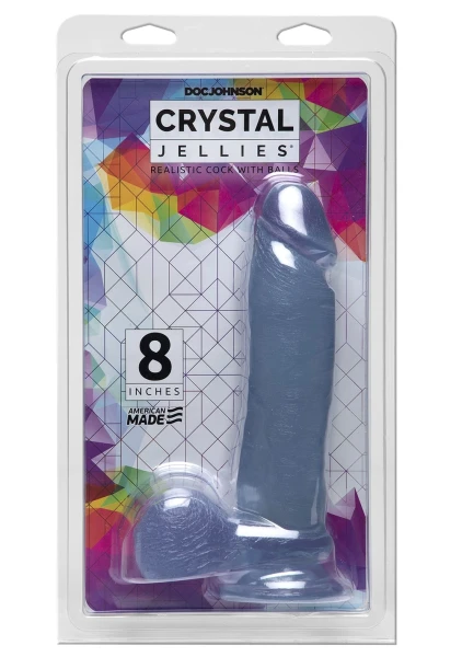 Crystal Jellies Ballsy Cock with Cup Clear 8 inch