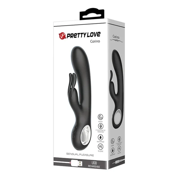 Pretty Love Carina 7 Function Rabbit Syle Vibrator - Black — image 8 of 8