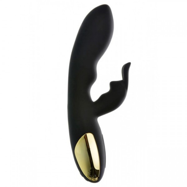 Adam and Eve Gold-Plated Silicone 8" Midnight Rabbit Vibrator