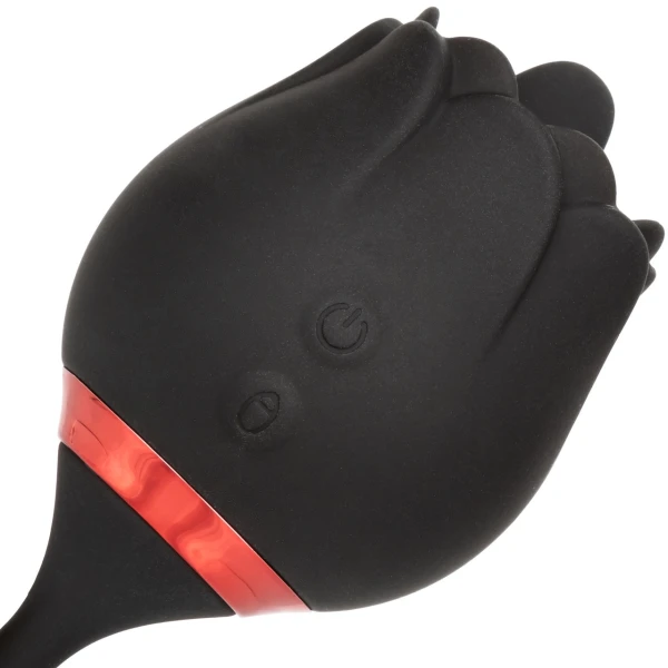French Kiss Elite Romeo Thrusting Bullet Vibe & Flickering Tongue Clitoral Stimulator By CalExotics - Black