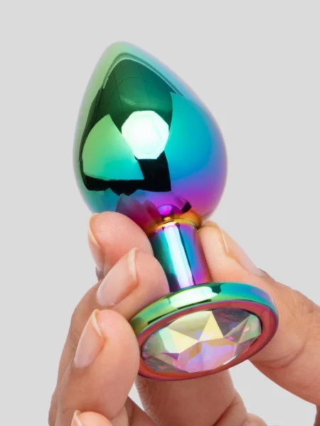 Lovehoney Jeweled Iridescent Metal Medium Butt Plug 3 Inch