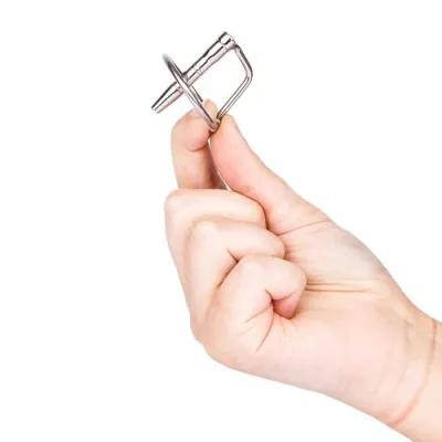 Torment Stainless Steel Through Hole Glans Ring Penis Plug 4cm