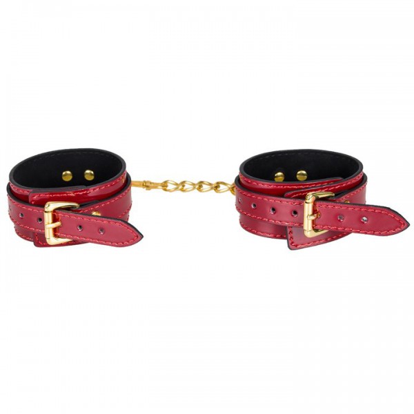 Bondara Inmate Patent Red Faux Leather Ankle Cuffs — image 2 of 4