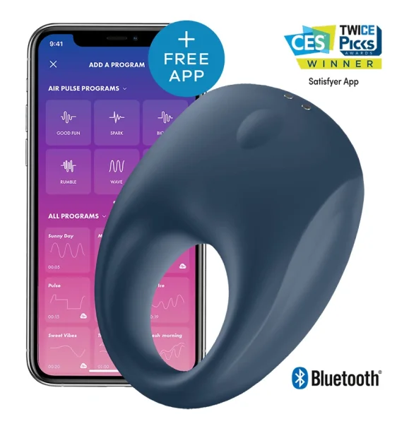 Satisfyer Strong One Vibrating Cock Ring with Long-Distance App Control