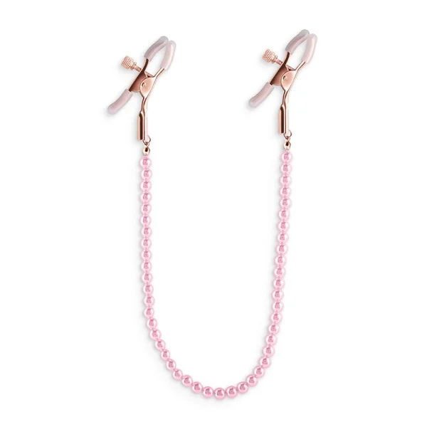 Bound Adjustable DC1 Pearl Chain Nipple Clamps by NS Novelties - Rose Gold & Pink
