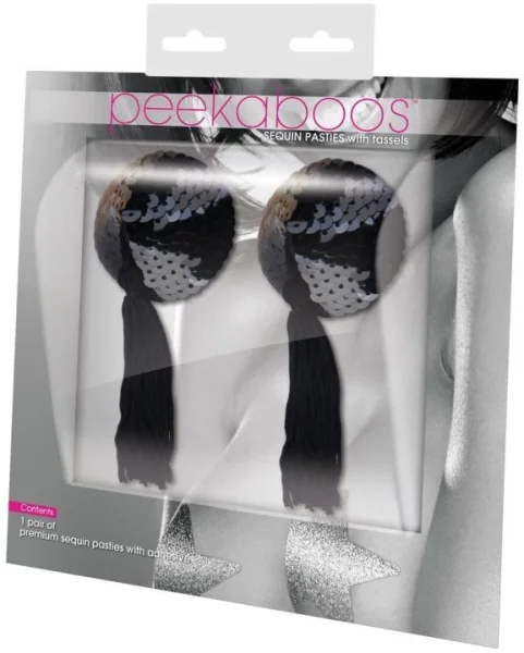 Black Sequin w Black Tassel Pastie