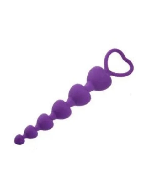 Silicone Anal Beads - 6 Tapered Heart Beads