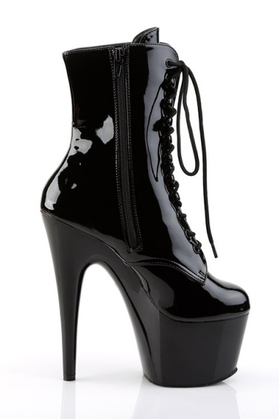 Pleaser Adore 7” Heel Black Patent Platform Ankle Boot