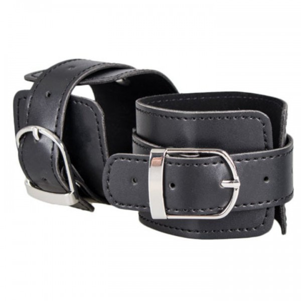 Bondara Black Faux Leather Basic Wrist Cuffs — image 5 of 6