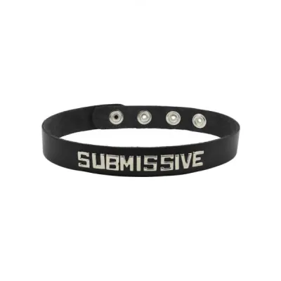 Wordband Collar Submissive Black