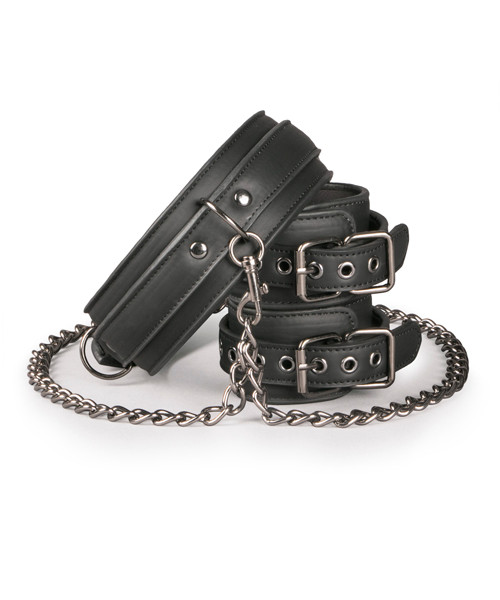 Leather Collar With Handcuffs