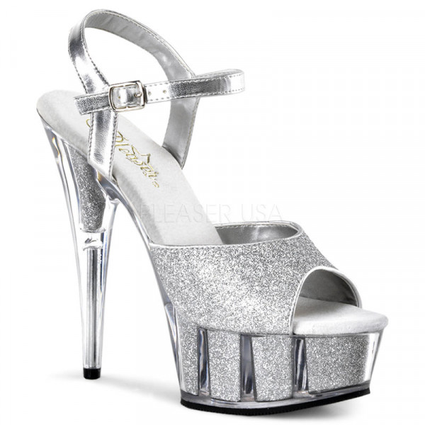 DELIGHT-609-5G - 6" Heel, 1 3/4" Glitter Filled PF Ankle Strap Sandal — image 5 of 8