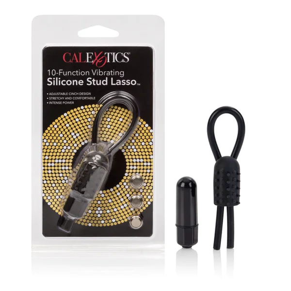 10-Function Vibrating Silicone Stud Lasso - Black — image 16 of 18