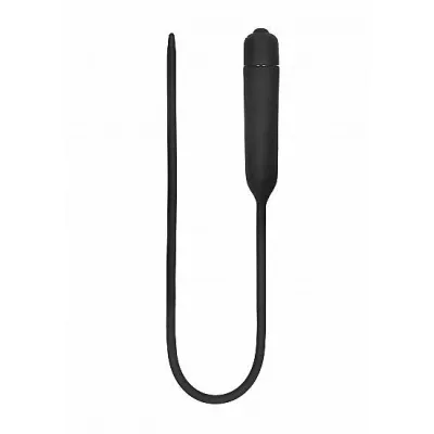 Vibrating Bullet Plug Extra Long Urethral Sound Black